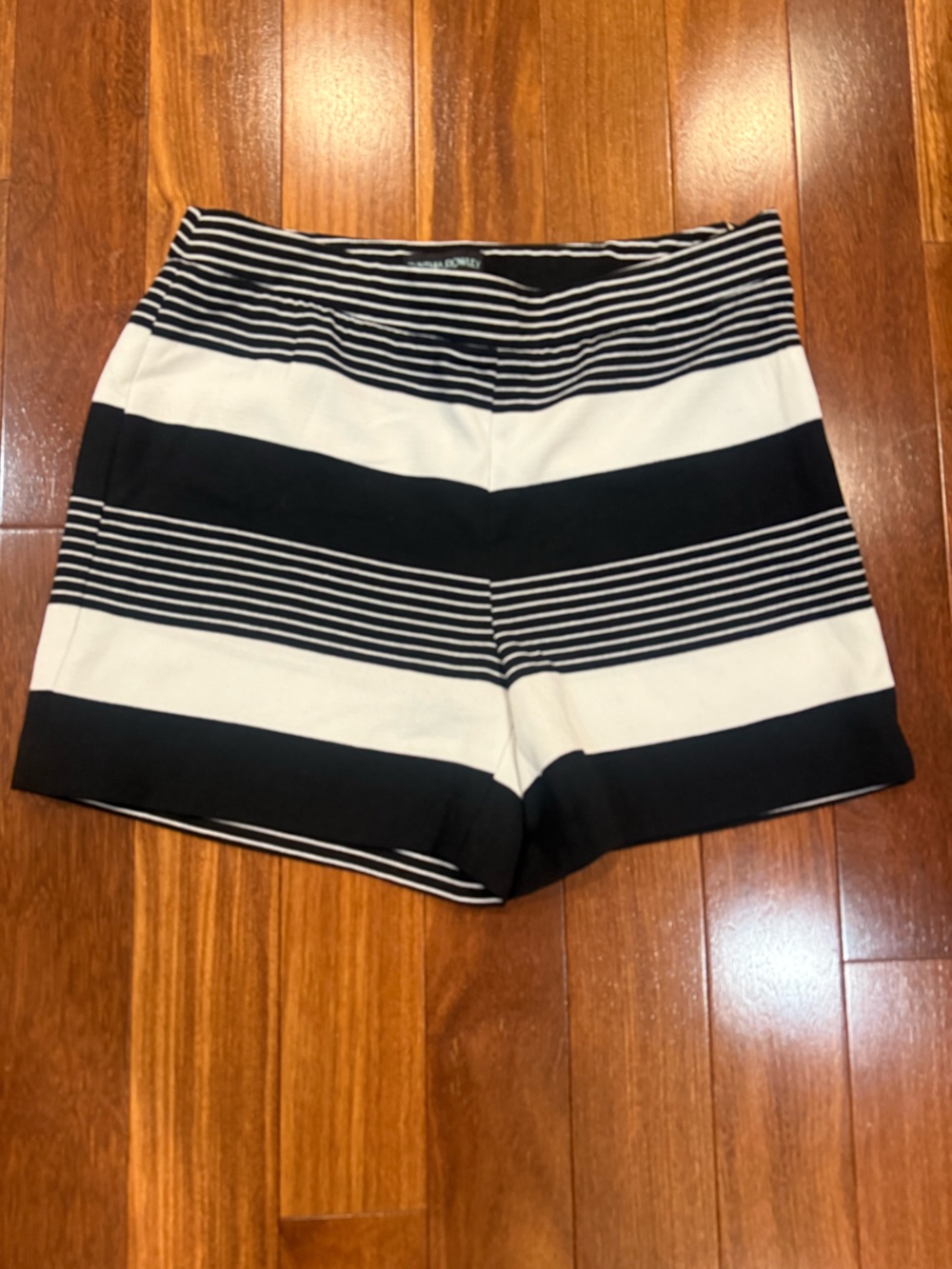 Cynthia Rowley Black and White Striped Womens Side Zip Shorts